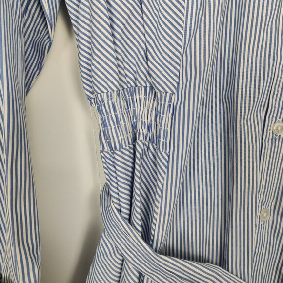 Signature Women's Striped Shirt Midi Dress Size Large 100% Cotton Old Money - Picture 3 of 8